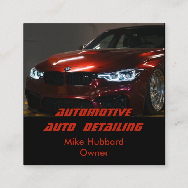 Cartão De Visita Quadrado Serviço de Detalhamento Automático Móvel Profissio (Frente)