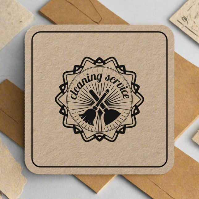 Cartão De Visita Quadrado Serviço de Limpeza de artesanatos (Criador carregado)
