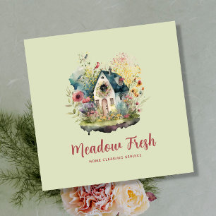 Cartão De Visita Quadrado Serviço de Limpeza de Casa Fácil