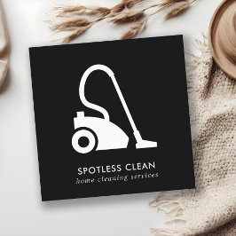 CARTÃO DE VISITA QUADRADO SERVIÇO DE LIMPEZA DE VÁCUO BRANCO SIMPLES E BRANC