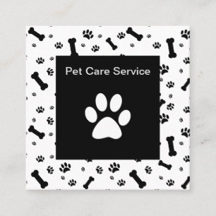 Cartão De Visita Quadrado Serviço de Pet de Impressão de Paw Moderno