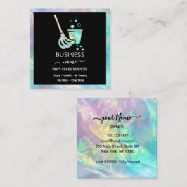 Cartão De Visita Quadrado Serviço Holográfico de Limpeza do OFFICE