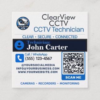 Cartão De Visita Quadrado Serviço Personalizado de CCTV e Sistema de Câmeras