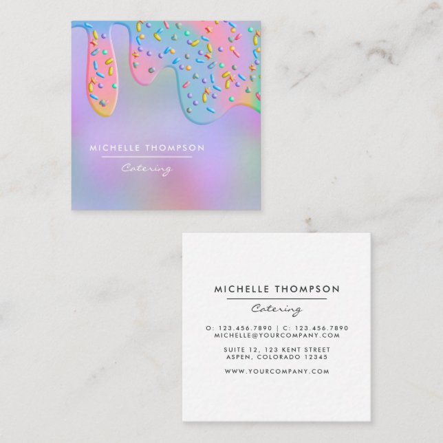 Cartão De Visita Quadrado Serviços de Alimentação (Frente/Verso)