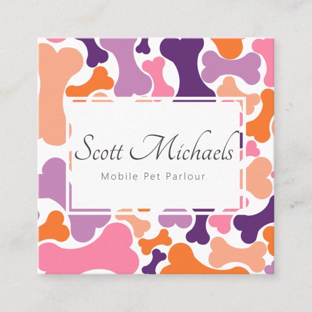 Cartão De Visita Quadrado serviços de animais de estimação para cães (Frente)