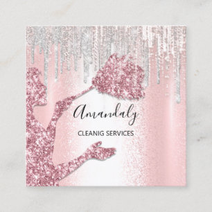 Cartão De Visita Quadrado Serviços de limpeza de casas especiais Logotipo Pr