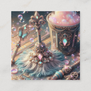 Cartão De Visita Quadrado Serviços de Limpeza e Balde