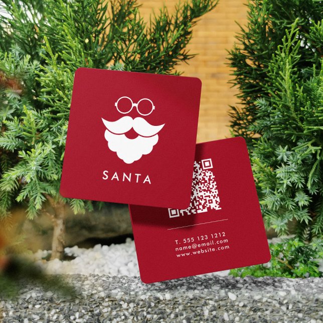 Cartão De Visita Quadrado Serviços de Papai Noel Vermelho Escuro Minimalista (Criador carregado)
