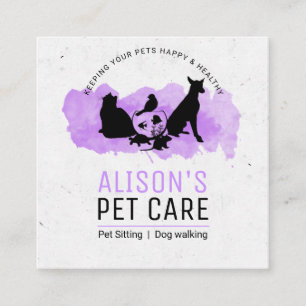Cartão De Visita Quadrado Serviços de Pet Care / Serviços de instalação