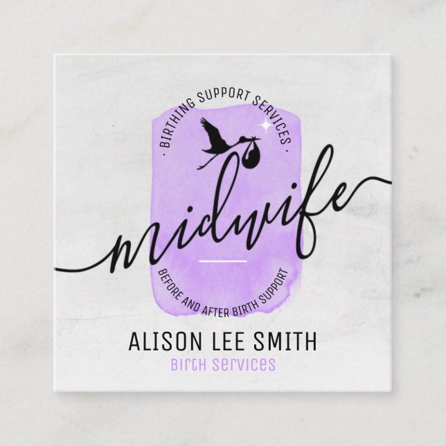 Cartão De Visita Quadrado Serviços de Treinamento de Parteira (Frente)