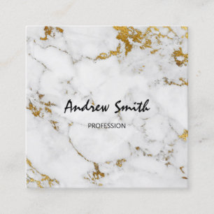 Cartão De Visita Quadrado Serviços Dourados de Consultoria em Vip Marble da