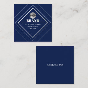 Cartão De Visita Quadrado Seu Logotipo e Design Moderno Personalizável Azu