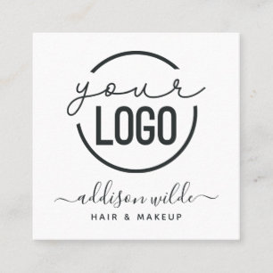Cartão De Visita Quadrado Seu Logotipo Moderno Chic Minimalista Simples Bran