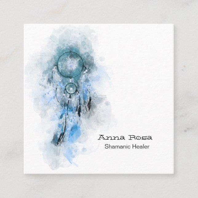 Cartão De Visita Quadrado *~* Shamen Sagrado Sacro Sonho Shamanic (Frente)