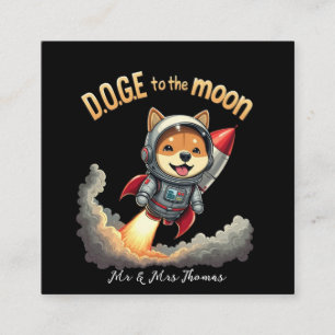 Cartão De Visita Quadrado Shiba Inu Astronauta Espaço Gráfico "Para a Lua"