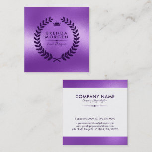 Cartão De Visita Quadrado Shimmering Purple & Deep-Purple Laurel Wreath