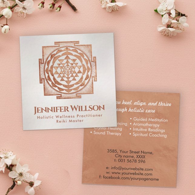 Cartão De Visita Quadrado Shri Yantra - Sri Lanka - Shri Chakra - Cobre (Criador carregado)