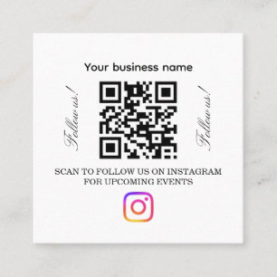 Cartão De Visita Quadrado Siga-nos Código QR Sinal Instagram Seguir Barb