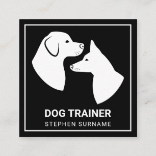 Cartão De Visita Quadrado Silhuetas Minimalistas de Cachorros em Preto - Tre
