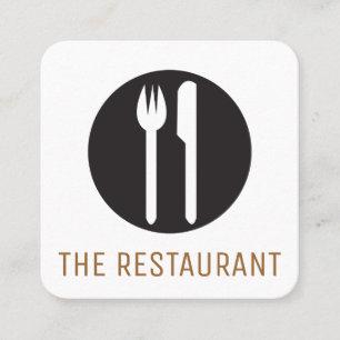 Cartão De Visita Quadrado Silverware Proprietário do Restaurante Chef