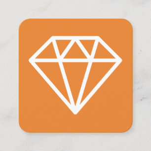 Cartão De Visita Quadrado Símbolo de diamante - Branco em Laranja