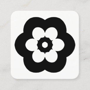 Cartão De Visita Quadrado Símbolo de Flor - Preto em Branco