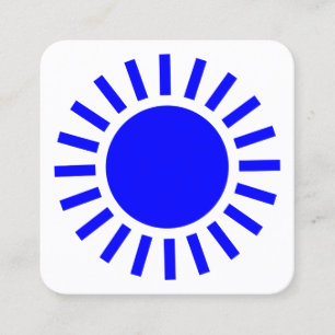 Cartão De Visita Quadrado Símbolo do Sol 02 - Azul no Branco