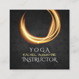 Cartão De Visita Quadrado Símbolo Elegante YOGA Preto e ZEN Dourado Brilhant