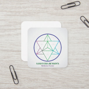 Cartão De Visita Quadrado Símbolo Moderno da Geometria Sagrada Merkabah