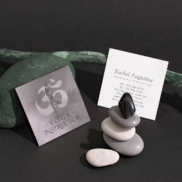 Cartão De Visita Quadrado Símbolo Pose Om da Árvore de Meditação de Instruto