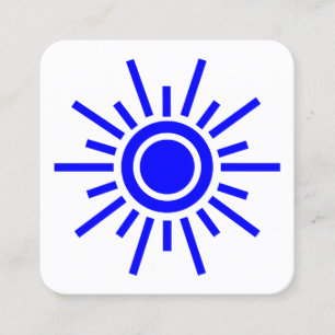 Cartão De Visita Quadrado Símbolo Sun 01 - Azul em branco