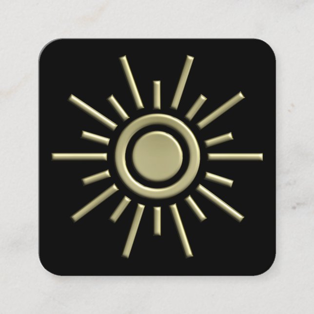 Cartão De Visita Quadrado Símbolo Sun 01 - Dourado (Frente)