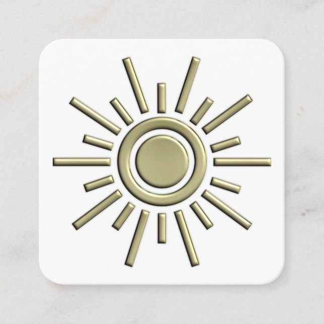 Cartão De Visita Quadrado Símbolo Sun 01 - Dourado (Frente)