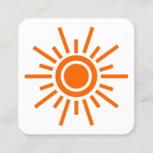 Cartão De Visita Quadrado Símbolo Sun 01 - Laranja em Branco