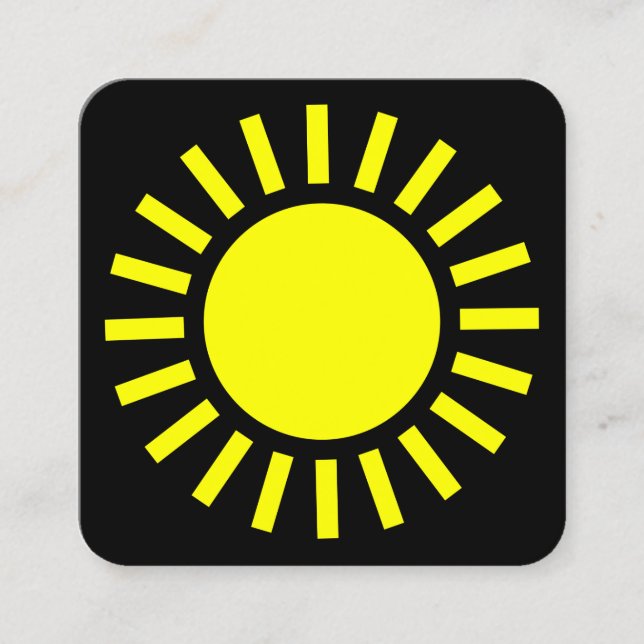 Cartão De Visita Quadrado Símbolo Sun 02 - Amarelo em preto (Frente)