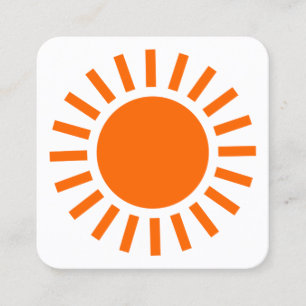 Cartão De Visita Quadrado Símbolo Sun 02 - Laranja em Branco