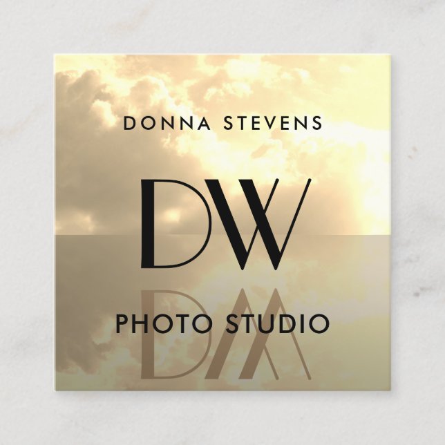 Cartão De Visita Quadrado Símbolo voador de iniciais levitantes (Frente)