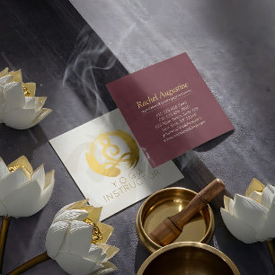 Cartão De Visita Quadrado Símbolo ZEN de Meditação Yoga Dourada branca