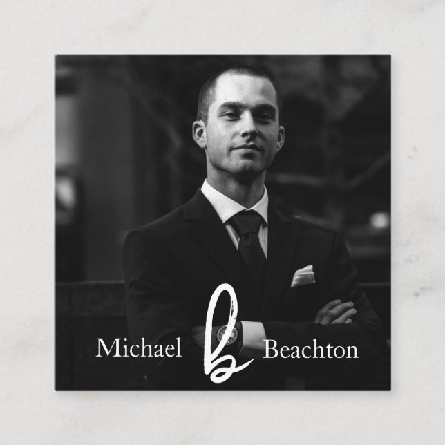 Cartão De Visita Quadrado *~* Simples AP31 Foto Professional QR Mínimo (Frente)