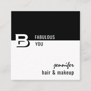 Cartão De Visita Quadrado Simples branco preto minimalista seja fabuloso sej