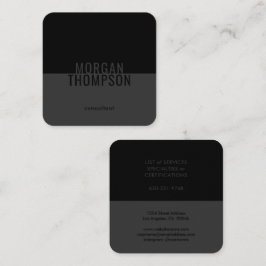 Cartão De Visita Quadrado Simples Cinza Negra Mínima Elegante Moderna