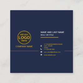 Cartão De Visita Quadrado Simples Cor profissional Escura para adicionar log