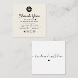 Cartão De Visita Quadrado Simples Creme Moderno e Branco Obrigado