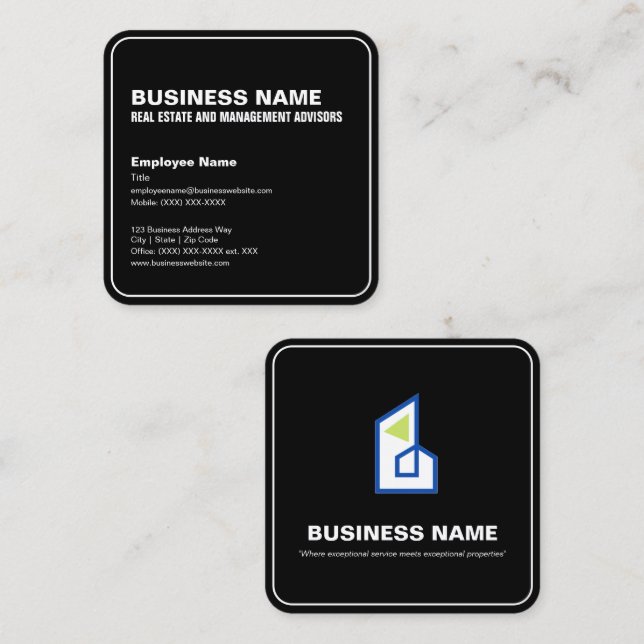 Cartão De Visita Quadrado Simples e Editável Profissional Moderno (Frente/Verso)