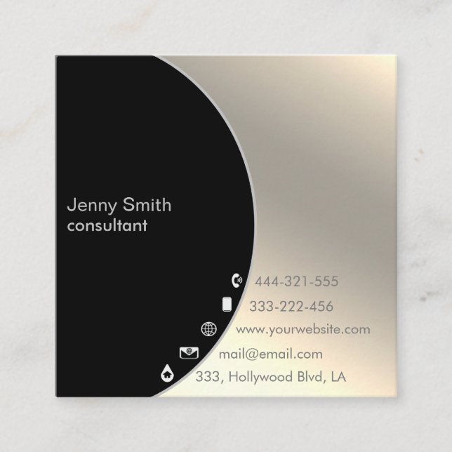 Cartão De Visita Quadrado Simples e simples medida geométrica do ouro profis (Frente)