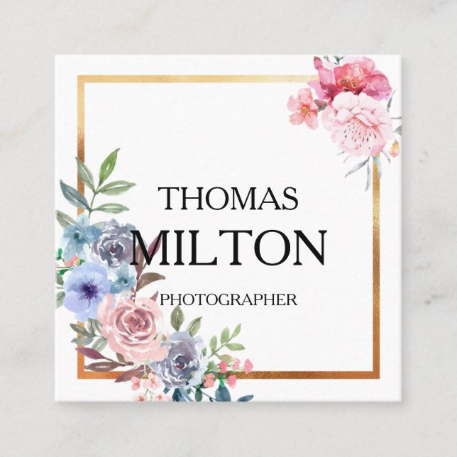 Cartão De Visita Quadrado Simples Elegante Mínimo de Código QR Moderno Quadr (Frente)