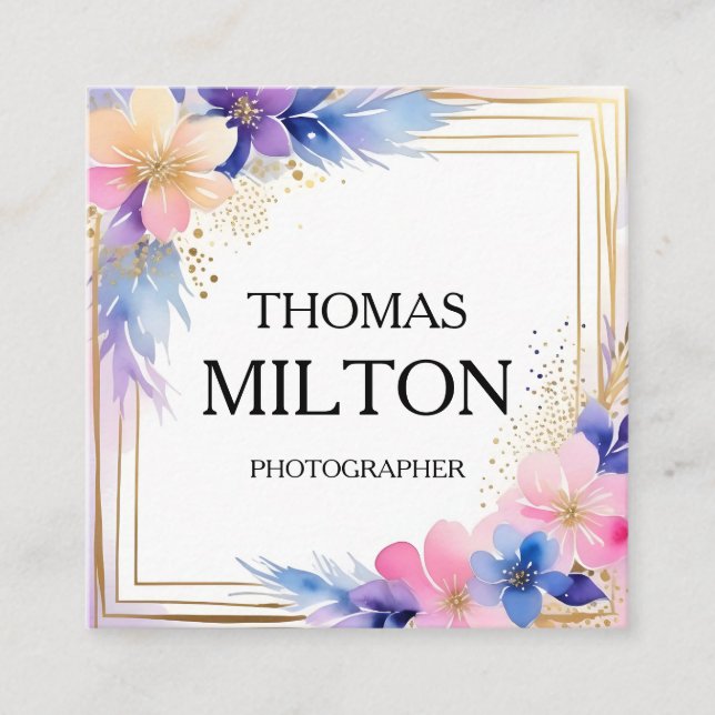 Cartão De Visita Quadrado Simples Elegante Mínimo de Código QR Moderno Quadr (Frente)