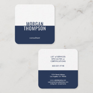 Cartão De Visita Quadrado Simples Marinho Simples e Moderno Mínimo Elegante
