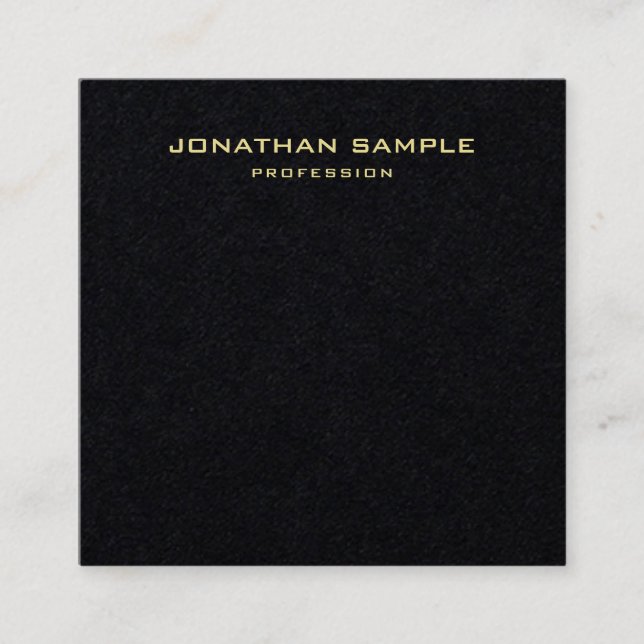 Cartão De Visita Quadrado Simples moderno conhecido Dourado do design (Frente)