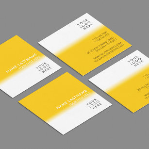 Cartão De Visita Quadrado Simples moderno Único Seu Logotipo Amarelo Brilhan